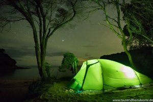 Aktivitäten im Abel Tasman National Park - Das Zelt unter sternenklarem Himmel, war unsere Lieblingsunterkunft
