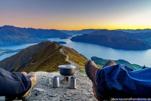 Südinsel Neuseeland - Sonnenaufgang über dem Lake Wanaka vom Roys Peak