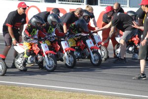 Kinder warten auf ihr Startzeichen zum Rennen beim MotoGP auf Phillip Island