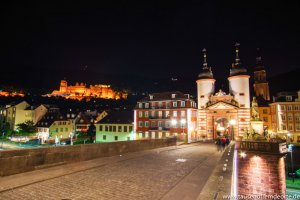 Heidelberg Sehenswürdigkeiten - Alte Brücke bei Nacht